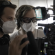 The Duffer Brothers behind the camera on the set of Stranger Things.